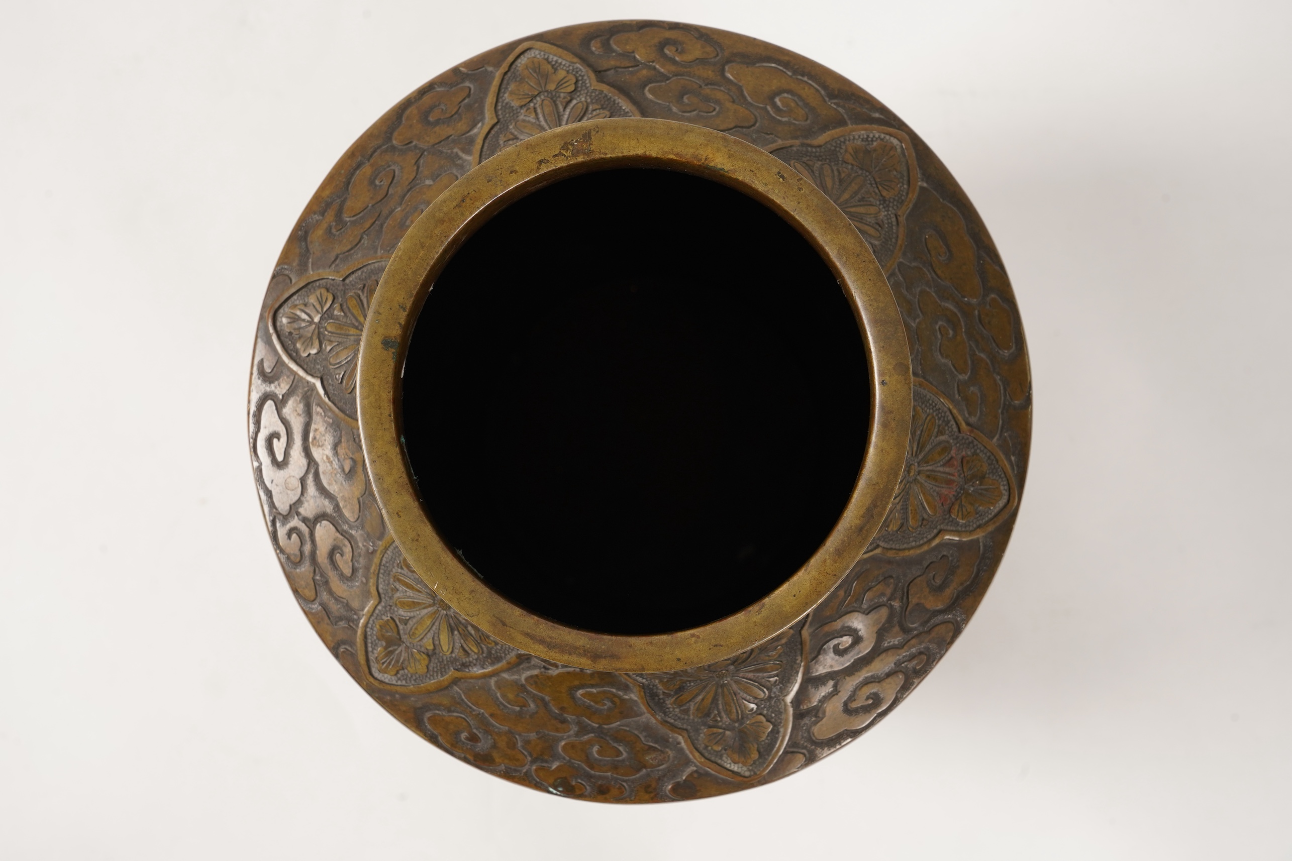 A Japanese bronze vase, late 19th century